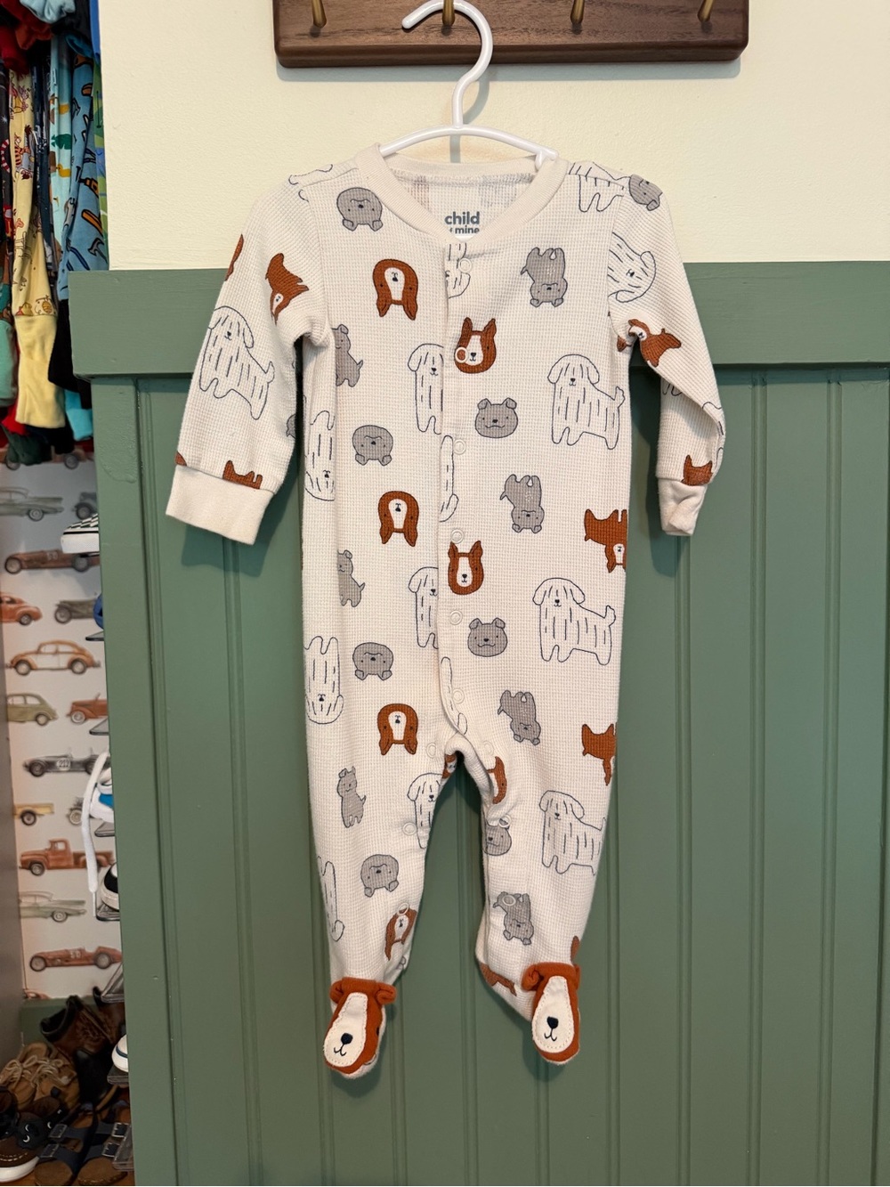 Carter’s Cream Animal Print Footed One-Piece 3-6M